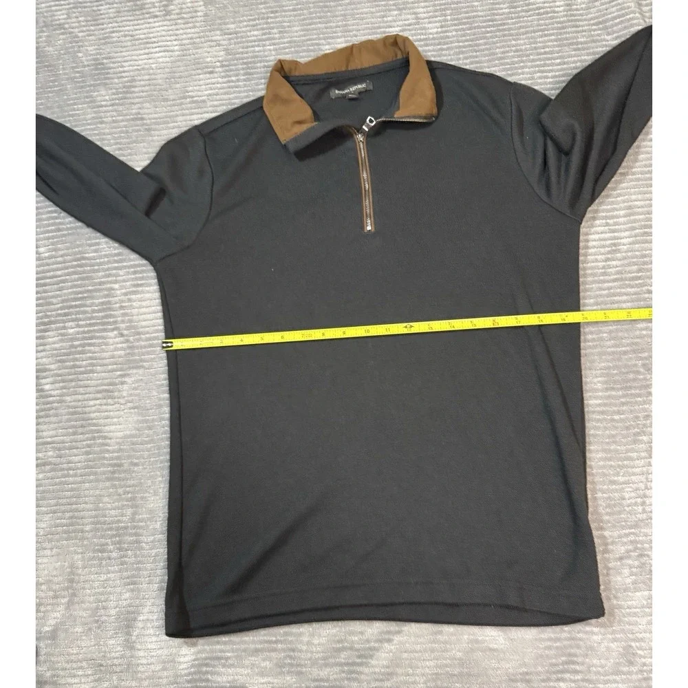 Banana‎ Republic 1/4 Zip Pullover Size M Black And Brown Collar